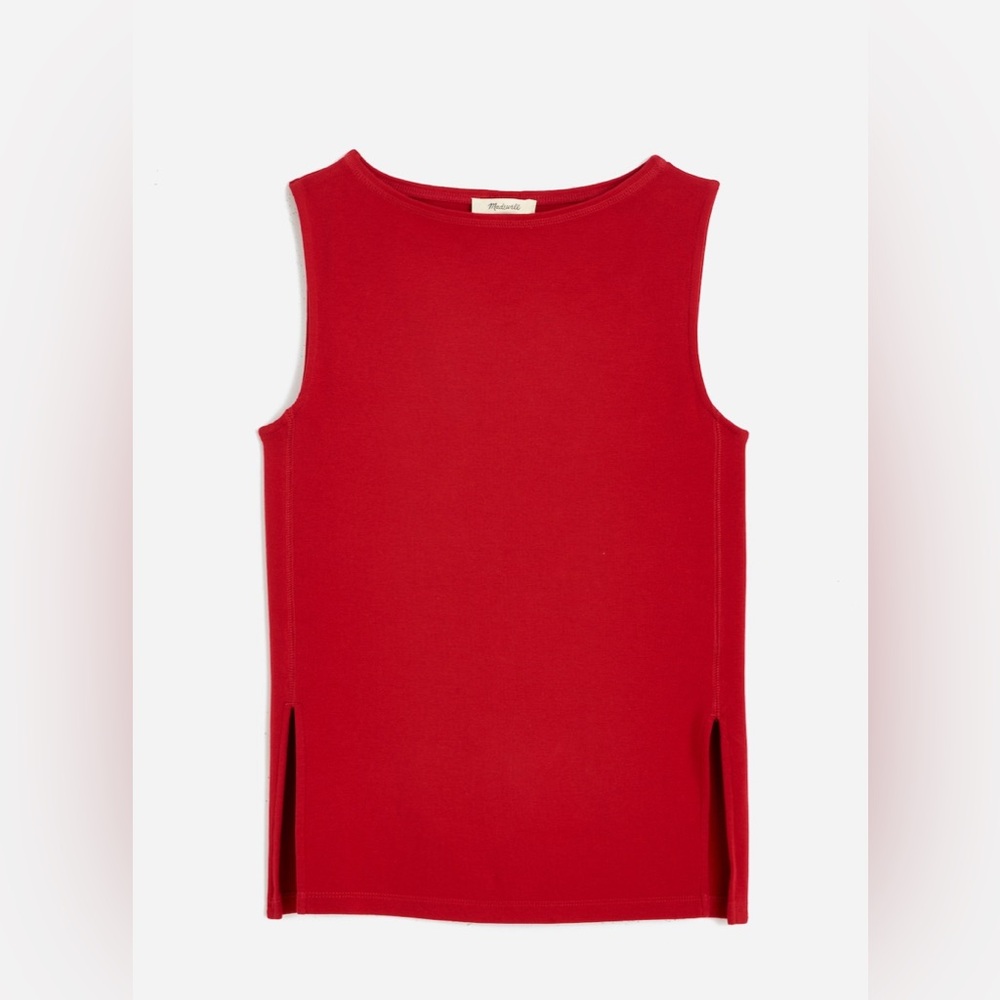 Madewell Sleeveless Boatneck Side Slit Tank, XL